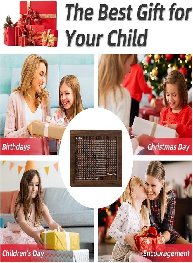 إيثيو حصالة نقود خشبية من إيثيو | صندوق توفير بقيمة 100 ألف روبية مع أرقام | صندوق تحدي توفير المال | حصالة نقود خشبية للكبار والصغار | صندوق نقود | صندوق توفير مع عداد | صندوق كنز المال - Image 4